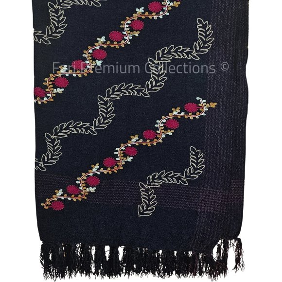 Kashmiri Aari Embroidered Pure Wool Shawl/Wrap/Scarf/Throw Soft & Warm Pakistani - Picture 8 of 10